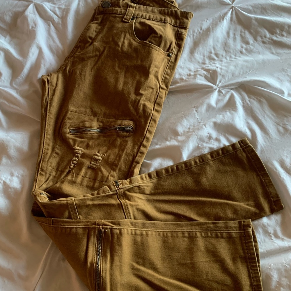 Men’s Zipper Ripped Jeans